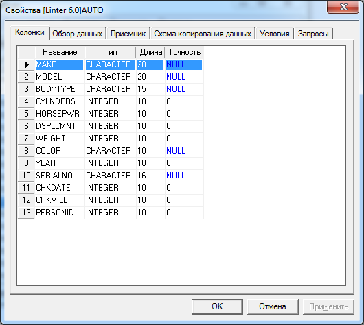 Просмотр записей конвертируемой таблицы