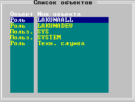 Список пользователей БД