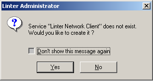 Диалоговое окно разрешения/запрета создания сервиса