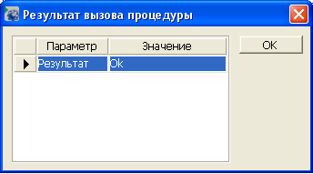 Результат работы процедуры