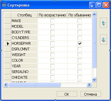 Задание правила сортировки данных