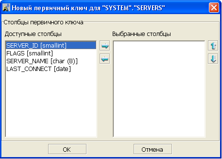 Добавление первичного ключа таблицы