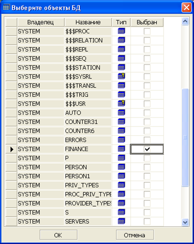 Выбор объектов для настройки дискреционного доступа