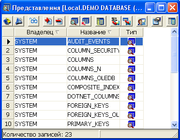 Просмотр представлений в списке
