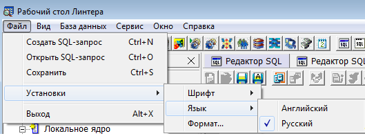 Окно настроек приложения