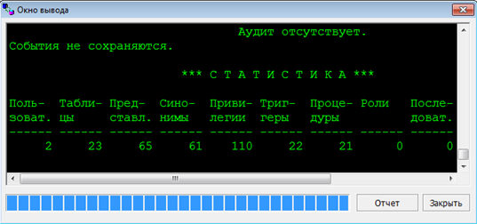 Протокол выгрузки структуры БД