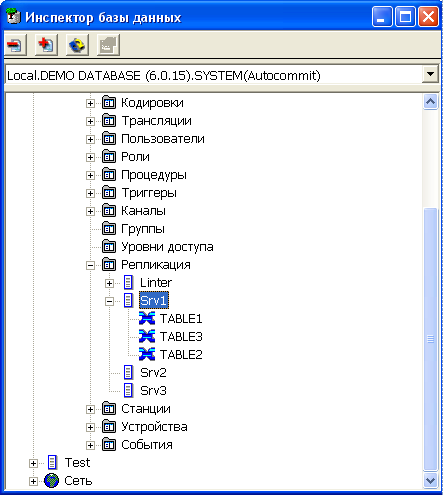 Просмотр правил репликации в дереве